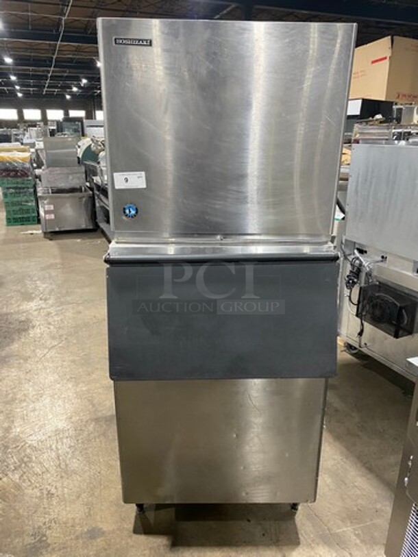 Hoshizaki Commercial Ice Maker Machine! With Commercial Ice Bin! All Stainless Steel! On Legs! Model: KML700MRJ SN: K00963C 115V 60HZ 1 Phase, Model: B500PF SN: G50530F