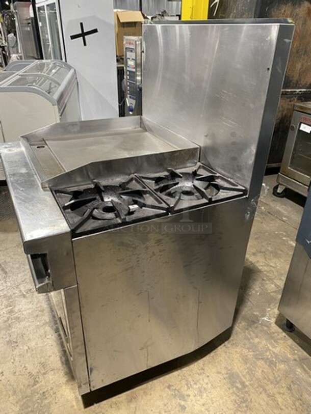 Therma Tek Natural Gas Powered 2 Burner Range With Flat Grill Combo! With Full Size Oven Underneath! Model TMDS36-24G-2-1N Serial 11K02659C! On Legs!  - Image 2 of 9