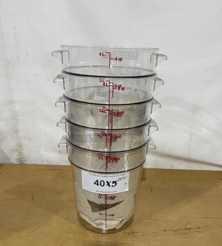 NEW! Cambro 4QT Clear Round Poly Food Storage Container! MODEL RFSCW4 5X Your Bid!