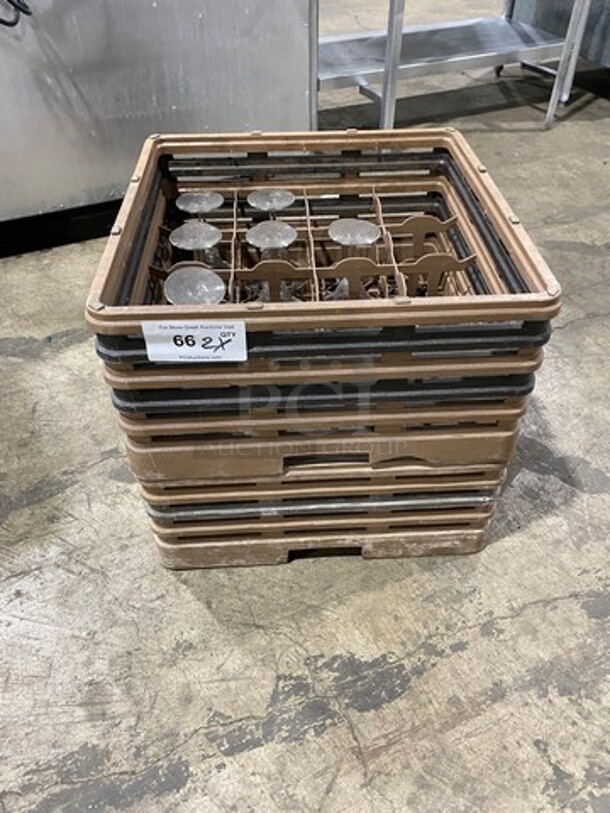 Some Clear Glass Stemmed Margarita Glasses! Includes 2 Poly Cup Crate! ONE CRATE IS EMPTY! 2x Your Bid! - Image 1 of 7