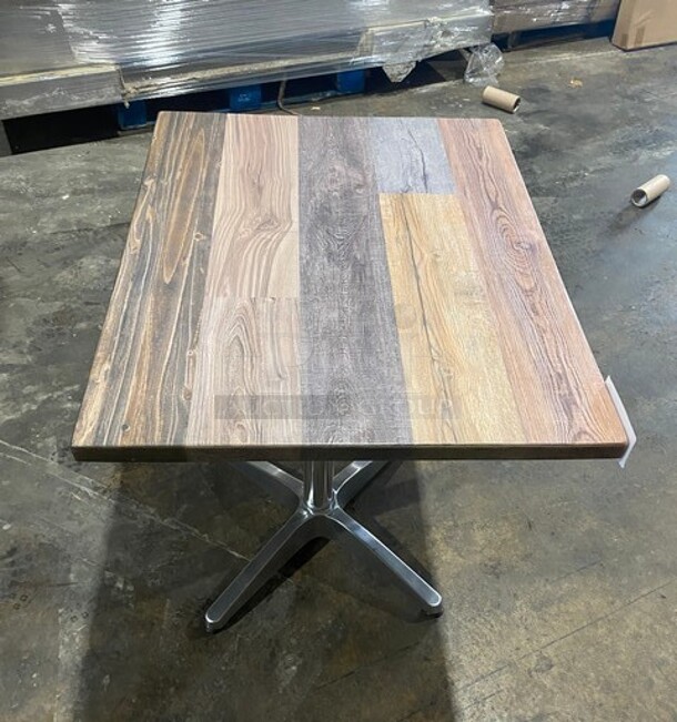 Wow! Brand New! OCS Barn Plank Finish Scratch Resistant Durowood Composite Dining Table! Suitable For Indoor & Outdoor Use With Polish Base! 24"x30"! MODEL DWP002  - Image 4 of 5