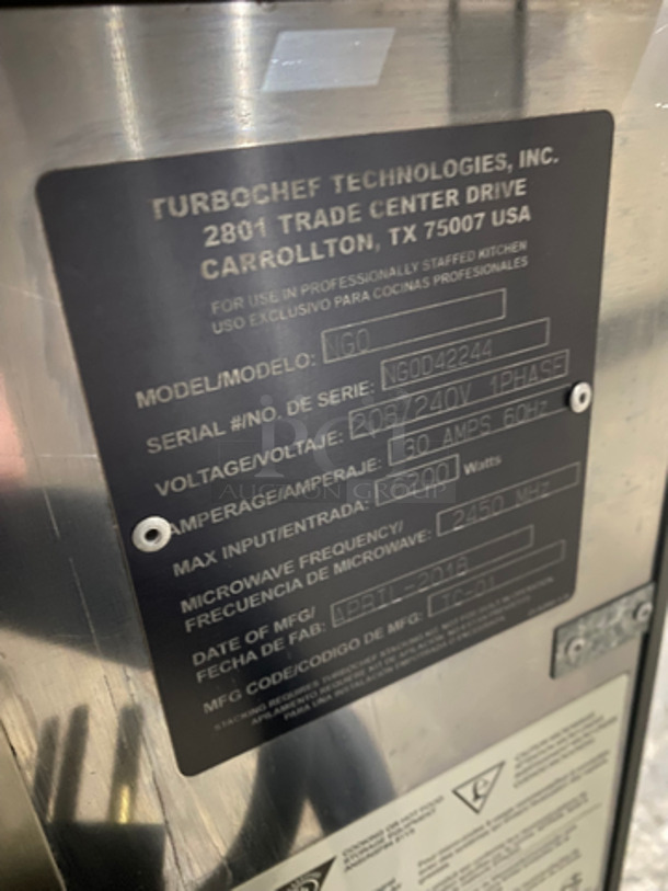 2018 Turbo Chef Commercial Countertop Rapid Cook Oven! On Small Legs! Model: NGO SN: NGOD42244 208/240V 60HZ 1 Phase - Image 5 of 8