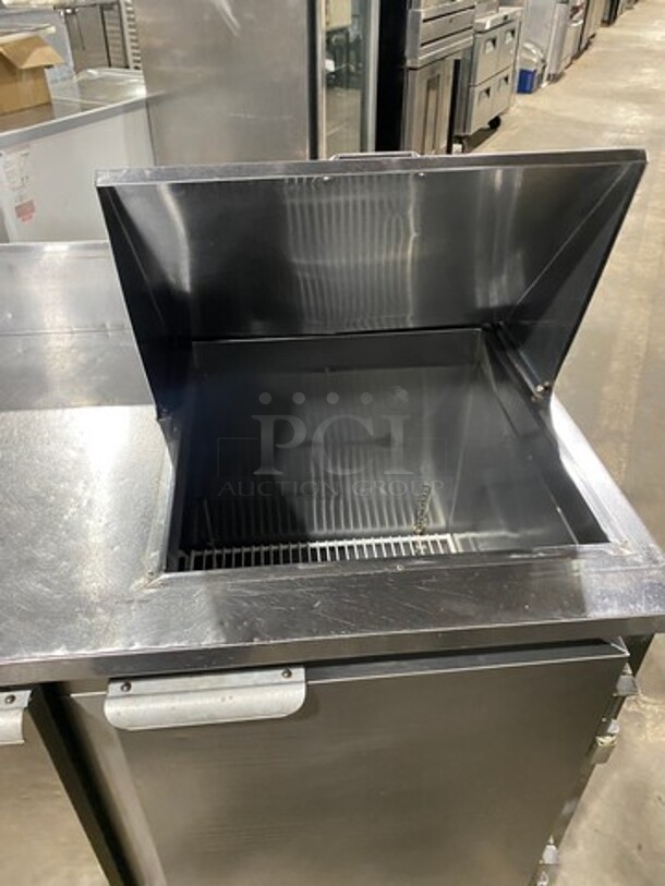 Leader Commercial Refrigerated Sandwich Prep Table! With Back Splash! With 3 Door Storage Space Underneath! Poly Coated Racks! All Stainless Steel! On Casters! Model: LM72S/C SN: PR010562 115V 60HZ 1 Phase - Image 9 of 10