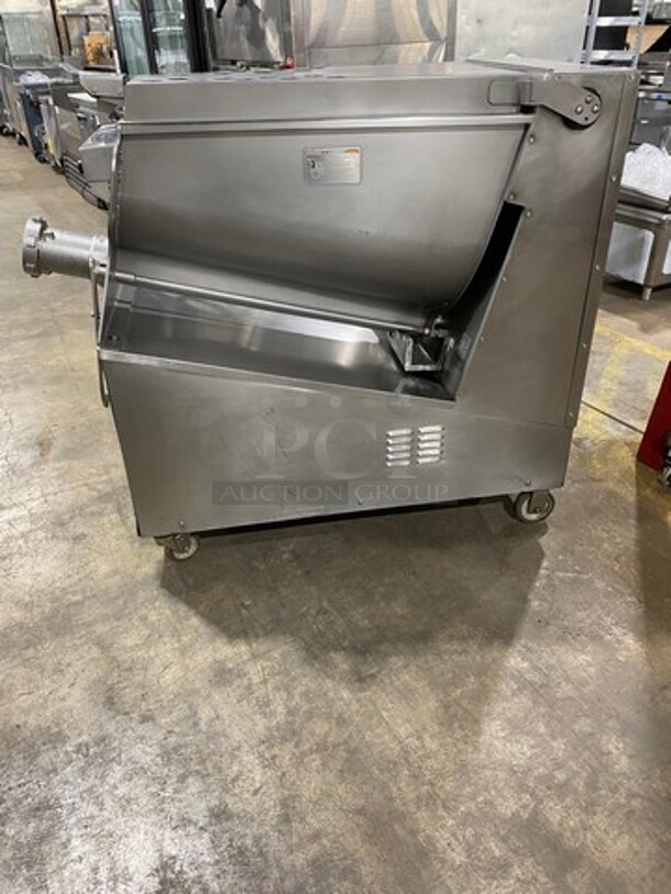 Sweet! Hobart Commercial Floor Style Heavy Duty Meat Grinder/ Meat Mixer! Solid Stainless Steel! On Casters! Working When Removed! Please Call Or Text For Video! Model: MG2032 SN: 271151943 208V 3PH - Image 2 of 9
