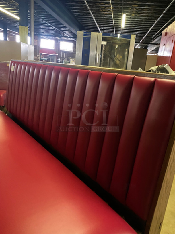 NEW! Single Sided Red Cushioned Booth Seat! With Wooden Outline! Perfect For Up Against The Wall! Can Be Connected To Any Booths Listed! - Image 5 of 7