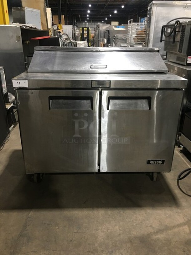 2017 Late Model! Bison refrigerated Sandwich Prep Table! Model BST48 Serial BST48031705100K80015! 115V 1 Phase! On Casters! 