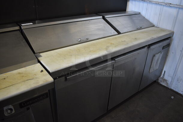 Continental SW72-18 Stainless Steel Commercial Sandwich Salad Prep Table Bain Marie Mega Top on Commercial Casters. 115 Volts, 1 Phase. 72x30x42. Tested and Powers On But Does Not Get Cold