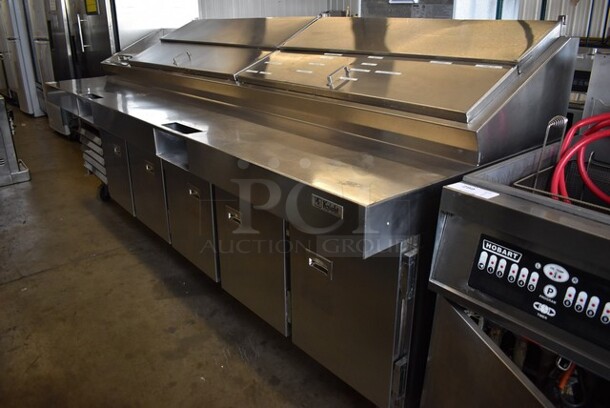 Knight Stainless Steel Commercial Pizza Prep Table Bain Marie on Commercial Casters. 120x39x52. Cannot Test Due To Plug Style