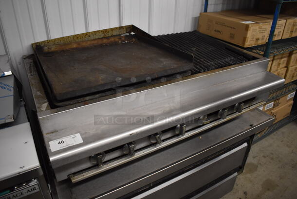 Imperial Stainless Steel Commercial Natural Gas Powered Charbroiler Grill w/ Griddle. 48x32x14