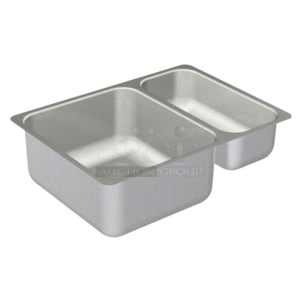 BRAND NEW SCRATCH AND DENT! Moen 22239 Stainless Steel 2 Bay Drop In Kitchen Sink. Stock Picture Used For Gallery Picture.