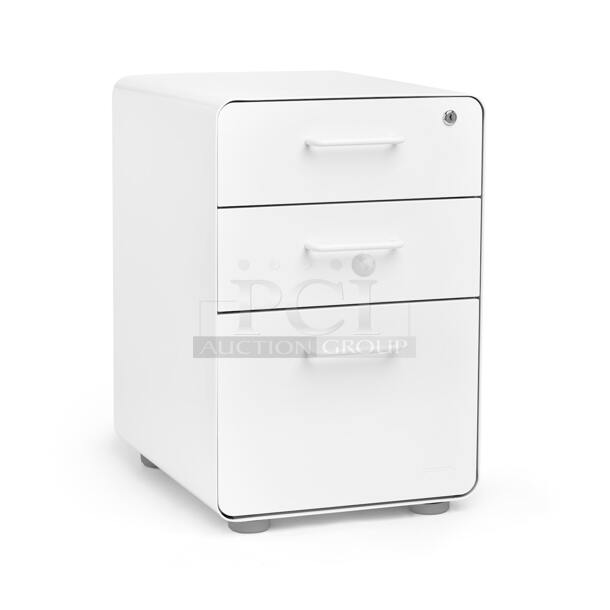 BRAND NEW IN BOX! Devaise D10710425 White 3 Drawer Filing Cabinet on Casters. 