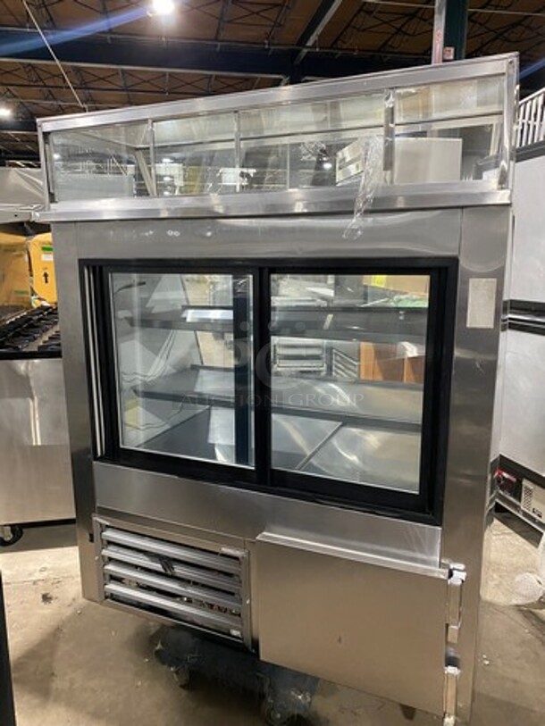 Cool Tech Commercial Refrigerated Deli Display Case Merchandiser! With Slanted Front Glass! With Sliding Rear Access Glass Doors! All Stainless Steel! Model: CMPH48SD SN: 113342 120V - Image 2 of 10