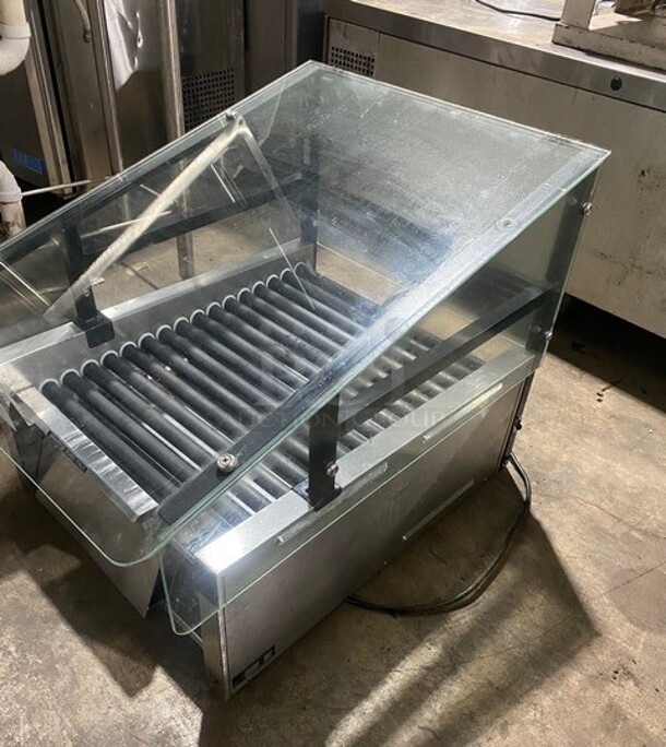 Star Stainless Steel Commercial Countertop Hot Dog Roller w/ Sneeze Guard and Bun Drawer! MODEL  45STBDE 120V 1PH - Image 2 of 10