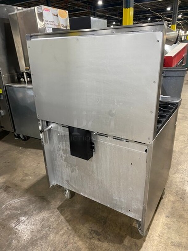 American Range Natural Gas Powered 6 Burner Stove! With Full Size Oven Underneath! With Raised Back Splash And Salamander Shelf! All Stainless Steel! On Casters! - Image 4 of 9