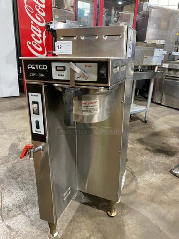 Fetco Commercial Countertop Coffee Machine! With Hot Water Line! Stainless Steel Body! On Small Legs! Model: CBS51H15 SN: 02572703A 120/208/240V 1 Phase