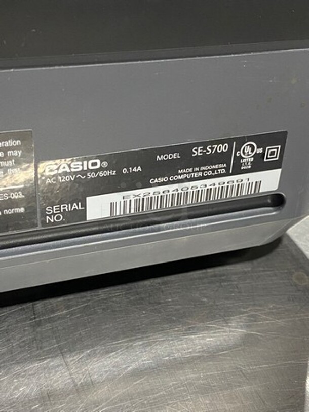 Casio Countertop Electronic Cash Register! With Cash Drawer! Model: SES700 SN: EX256405349691 120V - Image 6 of 8