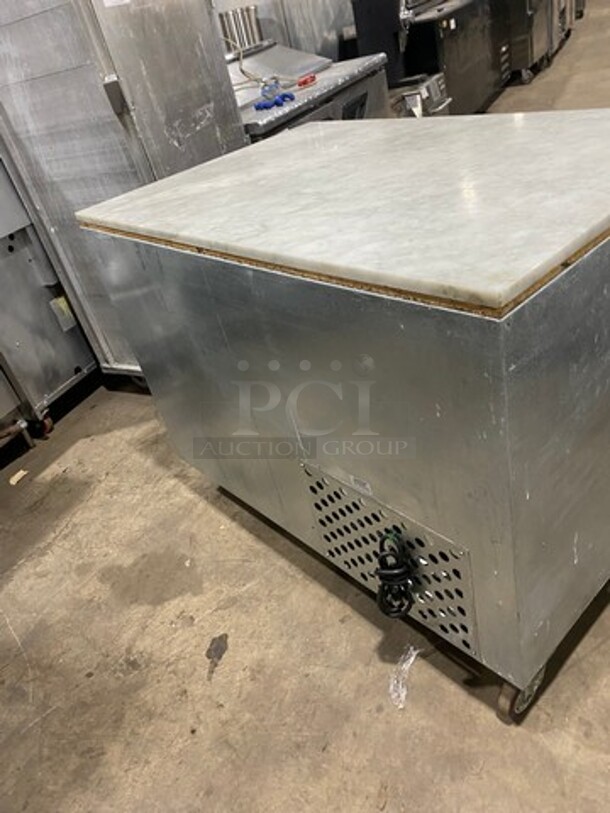 Leader Commercial Refrigerated Pizza Prep Table! With Marble Top! With 2 Door Storage Space Underneath! All Stainless Steel! On Casters! Model: DR48SC SN: PT09S1604 115V 60HZ 1 Phase - Image 3 of 10