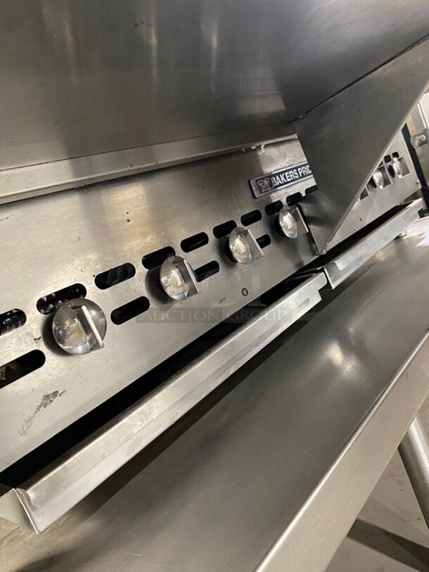 Bakers Pride Commercial Countertop Natural Gas Powered 48 Inch Char Broiler Grill! On Commercial 60 Inch Equipment Stand! With Underneath Storage Space! All Stainless Steel! On Casters! Working When Removed! Model XX8 Serial 592381707002! - Image 8 of 10