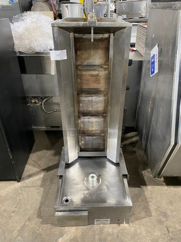 Archway Commercial Countertop Natural Gas Powered Vertical Broiler Gyro Machine! All Stainless Steel! WORKING WHEN REMOVED! MODEL: 5BSTDNG