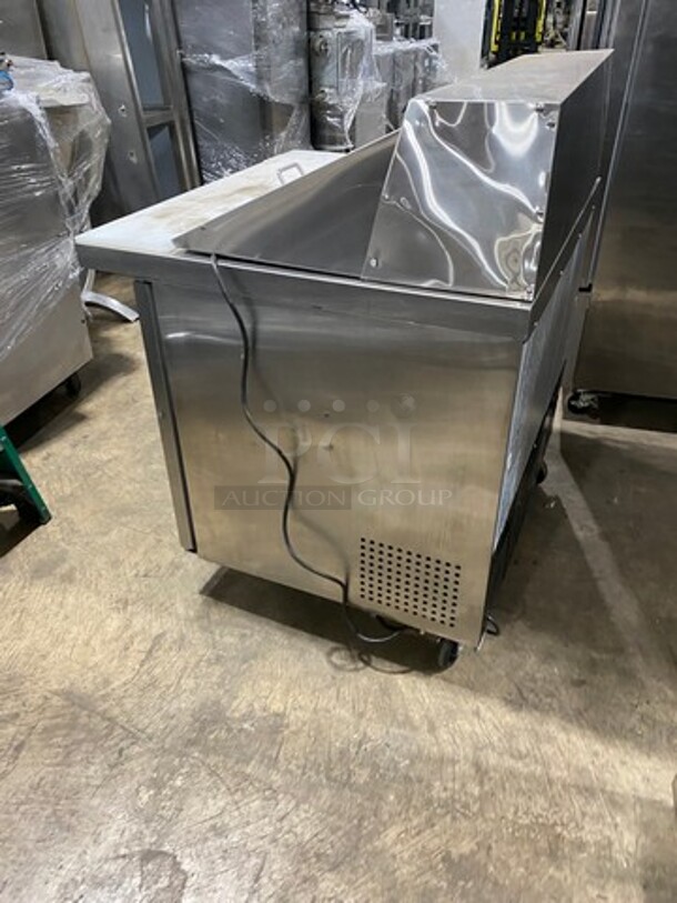 Universal Coolers Commercial Refrigerated Sandwich Prep Table! With 2 Door Storage Space Underneath! With Poly Coated Rack! All Stainless Steel! On Casters! - Image 3 of 10