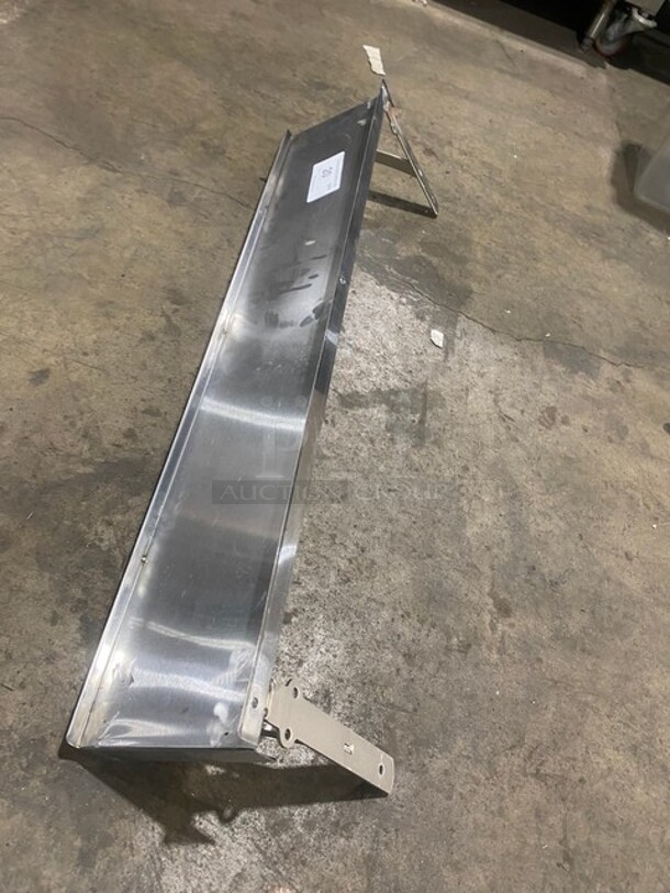 All Stainless Steel! Wall Mounted Commercial Shelf With Backsplash!  - Image 2 of 4