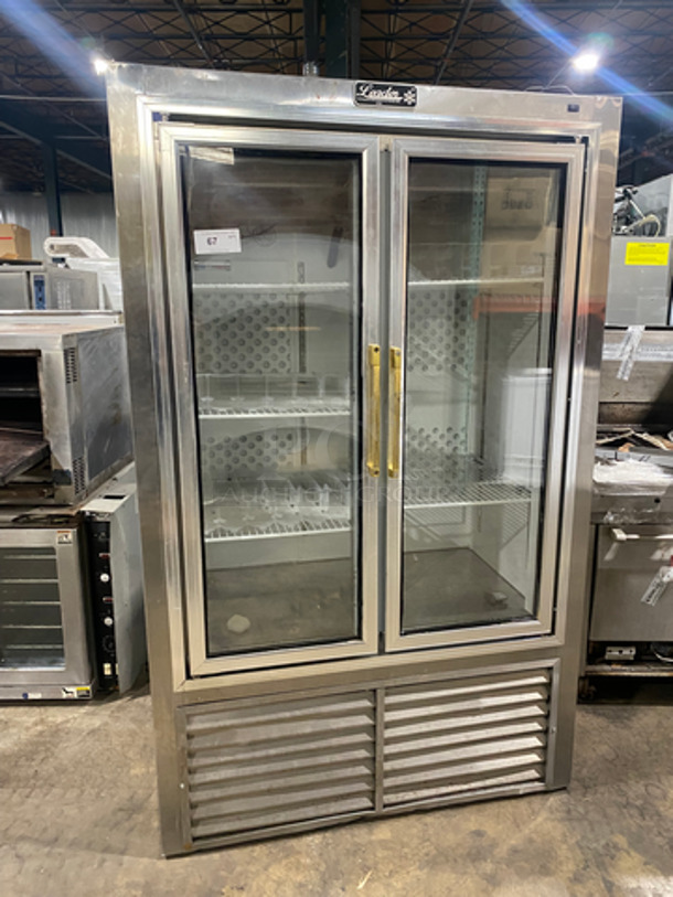 Leader Commercial 2 Door Reach In Freezer Merchandiser! With View Through Doors! Poly Coated Racks And Drink Racks! All Stainless Steel Body! Model: PF48SC SN: PR010732 115V 60HZ 1 Phase