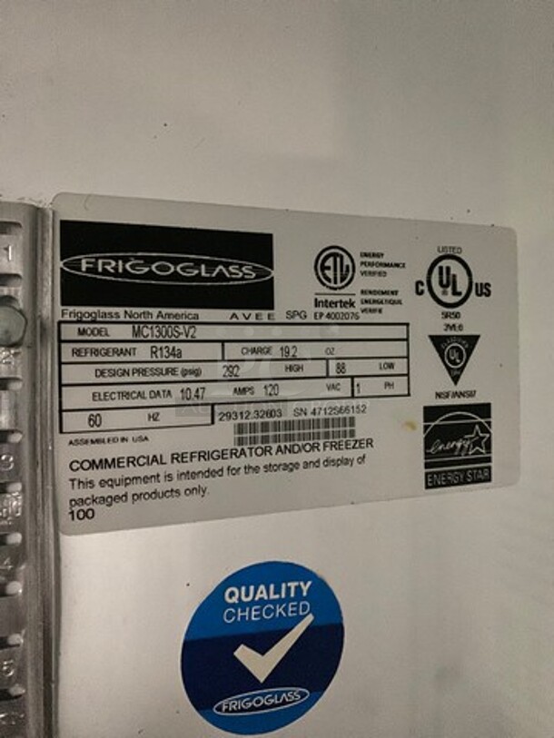 Frigoglass Commercial 2 Door Reach In Cooler Merchandiser! With View Through Doors! On Casters! Model: MC1300SV2 SN: 4712S66152 120V 60HZ 1 Phase - Image 7 of 11