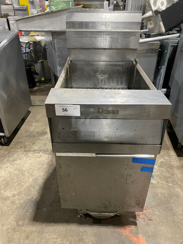 Dean Commercial Natural Gas Powered Deep Fat Fryer! With Backsplash! With Oil Filter System! All Stainless Steel! On Casters! Model: CFSMC160GN SN: 1012XQ0001