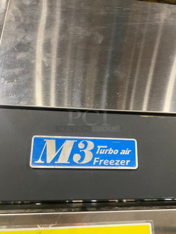 Turbo Air Commercial 2 Door Reach In Freezer! All Stainless Steel! With Built In Pan Racks! With Sheet Pans! On Casters! 115V! Model: M3F47-2 SN: M3F4L88024! Working When Removed! - Image 8 of 9