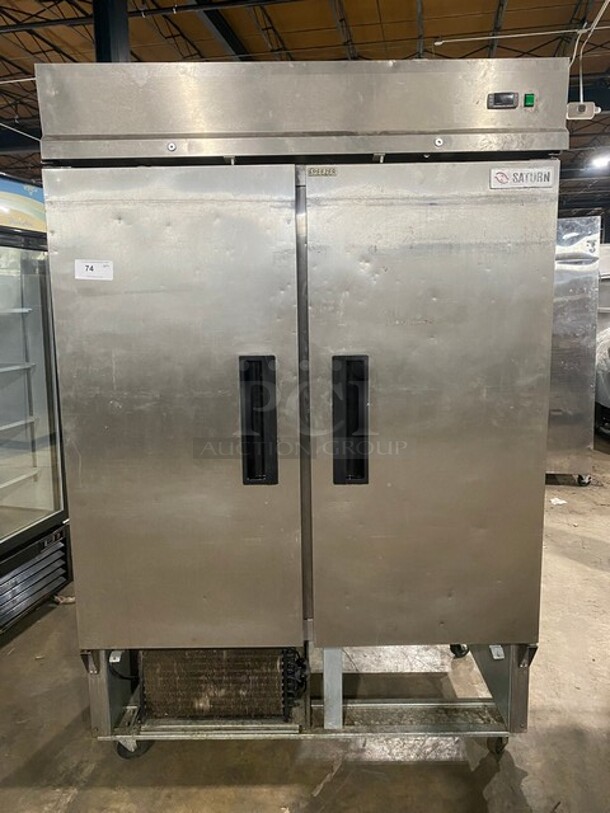 Saturn Commercial Stainless Steel 2 Door Reach In Freezer! With Poly Coated Racks! On Casters! 115V 1 Phase! Model: P49F SN: 473094! - Image 1 of 8