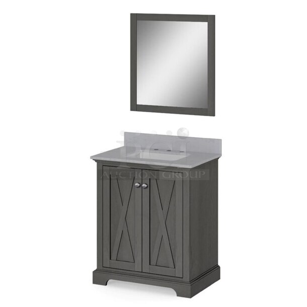 Style Selections 30-in Gray Undermount Single Sink Bathroom Vanity with White Engineered Stone Top (Mirror Included) - Image 3 of 10