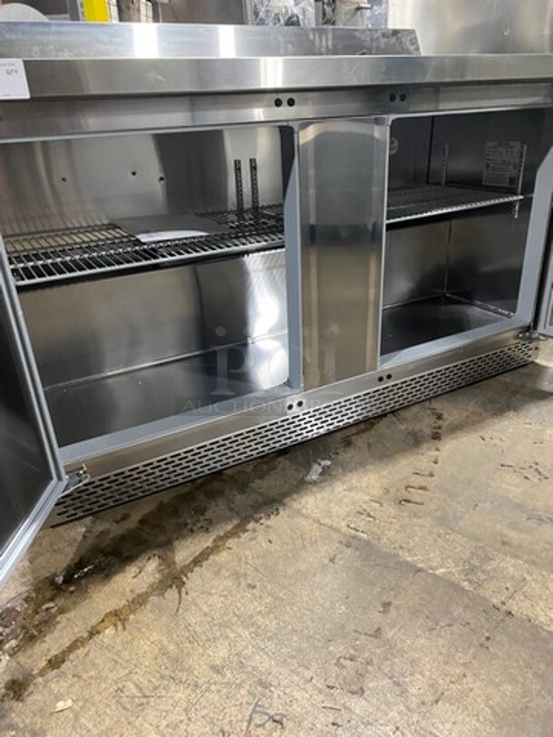 WOW! NEW! OUT OF THE BOX! Continental Commercial 2 Door Lowboy/Worktop Cooler! With Back Splash! All Stainless Steel! Model: SW60NSSBS SN: 159C9884 115V 60HZ 1 Phase - Image 5 of 10