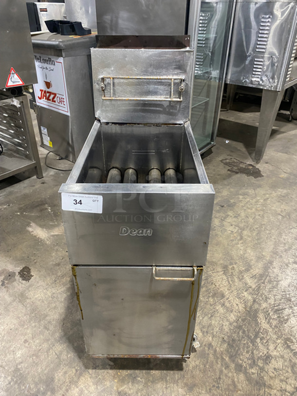 Dean Commercial Natural Gas Powered Deep Fat Fryer! All Stainless Steel! On Casters! Model: SR152GN SN: 1108MB0024