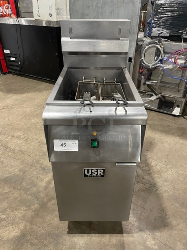 USR Cookline Commercial Electric Powered Stainless Steel Deep Fat Fryer! With Frying Baskets! On Legs! 240V! Model: SR114E! - Image 1 of 10