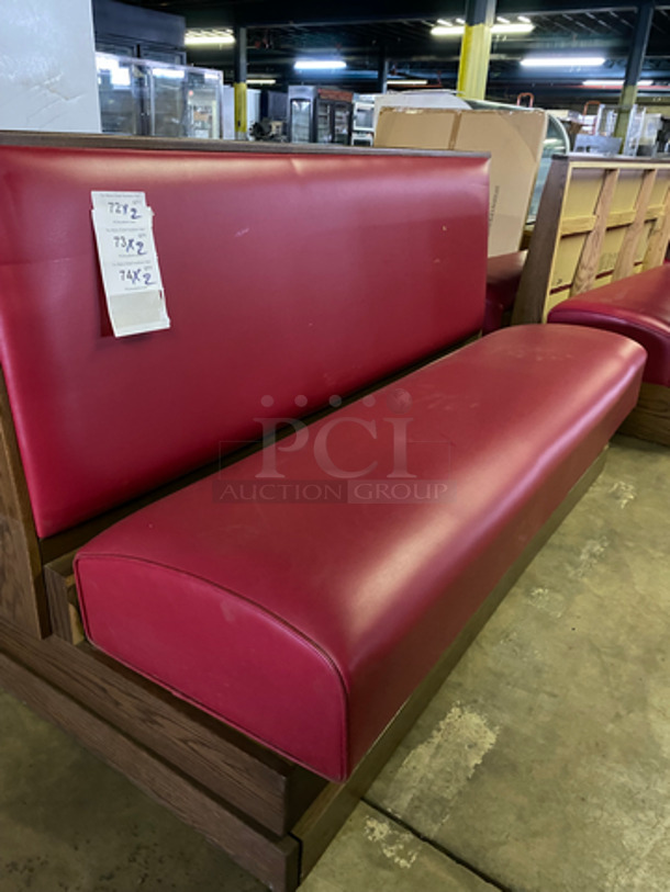 NEW! 2 Dual Sided Red Cushioned Booth Seats! With Wooden Outline! 2x Your Bid! - Image 6 of 7