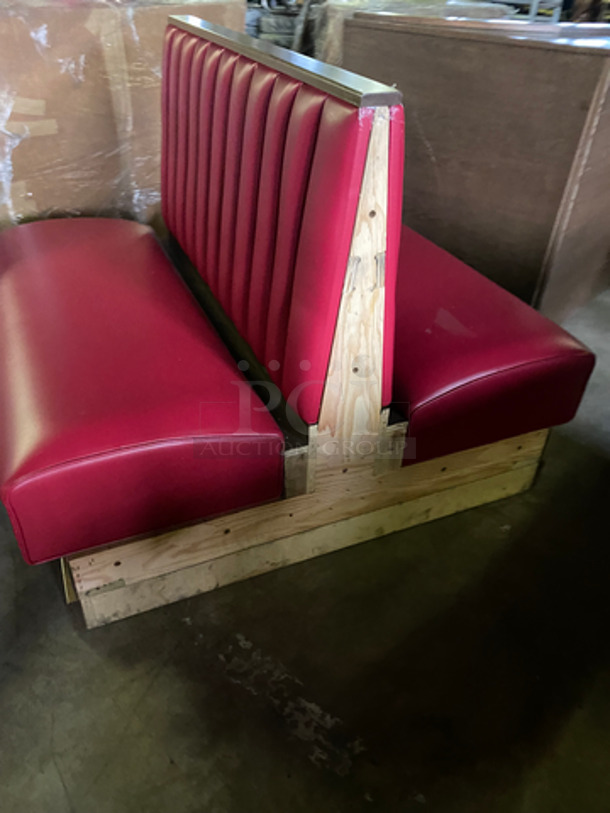 NEW! 2 Dual Sided Red Cushioned Booth Seat! With Wooden Outline! 2x Your Bid! - Image 2 of 8