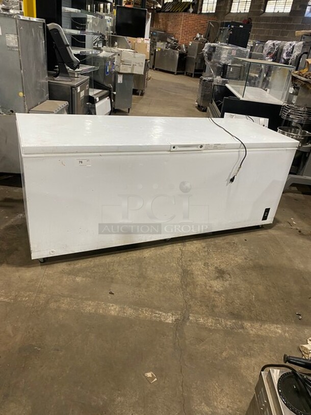 Frigidaire Commercial Chest Freezer! On Casters! 115V! Model: FFCL2542AW SN: AA31860253! Working When Removed! - Image 1 of 9