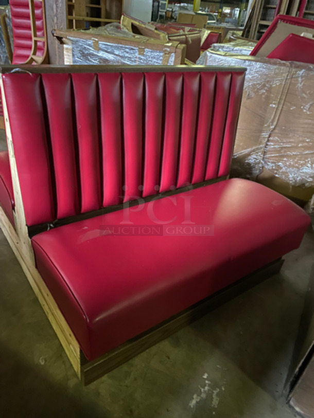 NEW! 2 Dual Sided Red Cushioned Booth Seat! With Wooden Outline! 2x Your Bid! - Image 3 of 8