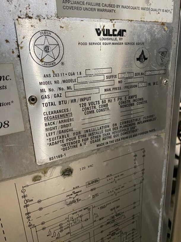 Vulcan Commercial Triple Deck Pressure Steam Cooker! All Stainless Steel! On Legs! Model: VHL3G SN: 271155958! 120V 60HZ 1 Phase!
 - Image 9 of 11