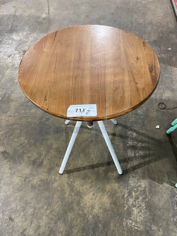 LIKE NEW! Round Wooden Pattern Table! With Tri Pod Style Metal Base! 2x Your Bid! - Image 1 of 5