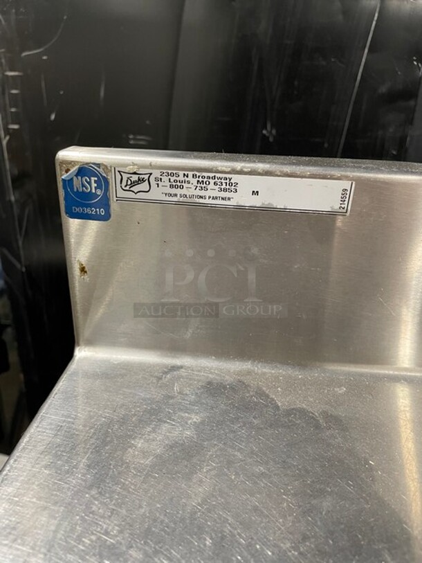 Duke Stainless Steel Commercial Counter w/ Bay and 2 Wood Pattern Doors! MODEL SUBPS-48-R M - Image 9 of 9