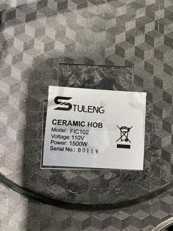 Stuleng Electric Stove! Portable 1300w Infrared Single Burner Sensor Touch Control! 11in Single Hot Plate Cooktop! MODEL FIC102 SN:00119 110V - Image 5 of 6