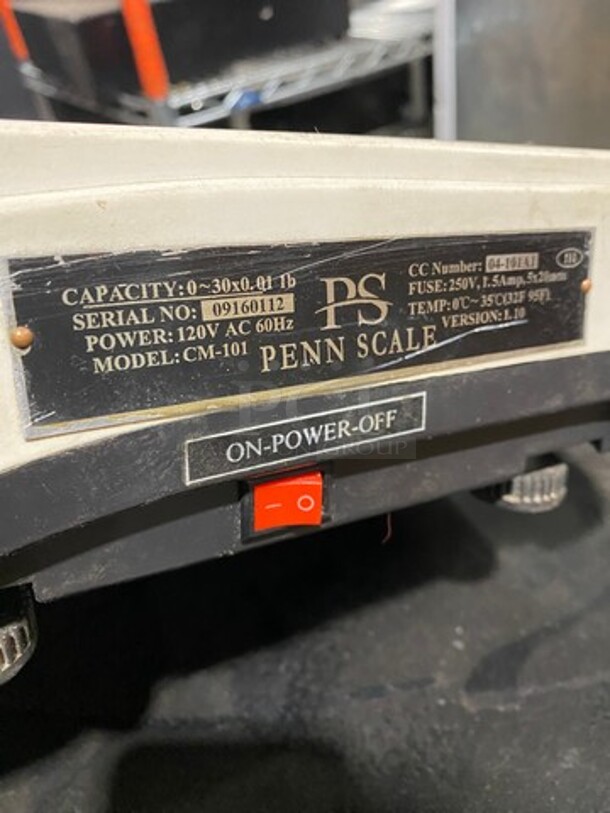 Penn Scale Commercial Countertop Food Portioning/ Pricing Scale! 30 Pound Capacity! Model: CM101 SN: 09160112 120V - Image 5 of 7