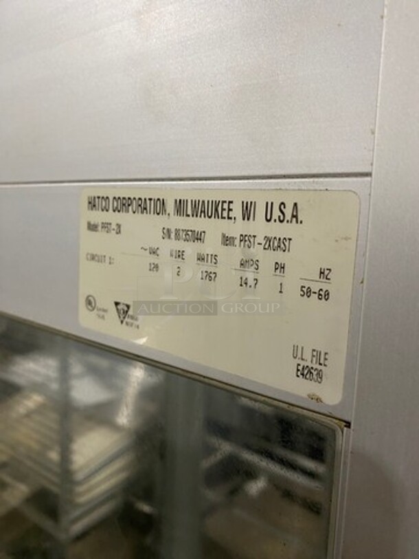 Hatco Commercial Heated Holding Cabinet! Glass All Around Showcase Style! Stainless Steel Body! On Casters! Model: PFST2X SN: 8873570447 120V 60HZ 1 Phase - Image 8 of 9
