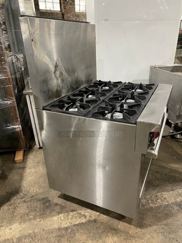Nice! 2016 Therma Tek Natural Gas Powered 6 Burner Range! With Full Size Oven Underneath! With Raised Back Splash! Model TMD36-6-1N! On Commercial Casters! Working When Removed! - Image 2 of 10
