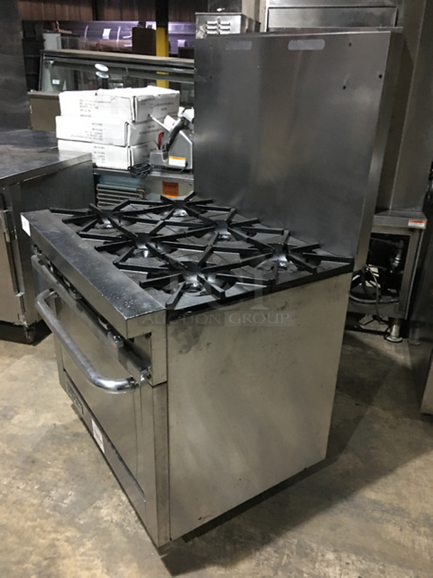 SWEET! Vulcan Natural Gas Powered 6 Burner Range! With Full Size Oven Underneath! With Raised Backsplash! all Stainless Steel! On Legs! Model: V36 - Image 3 of 9