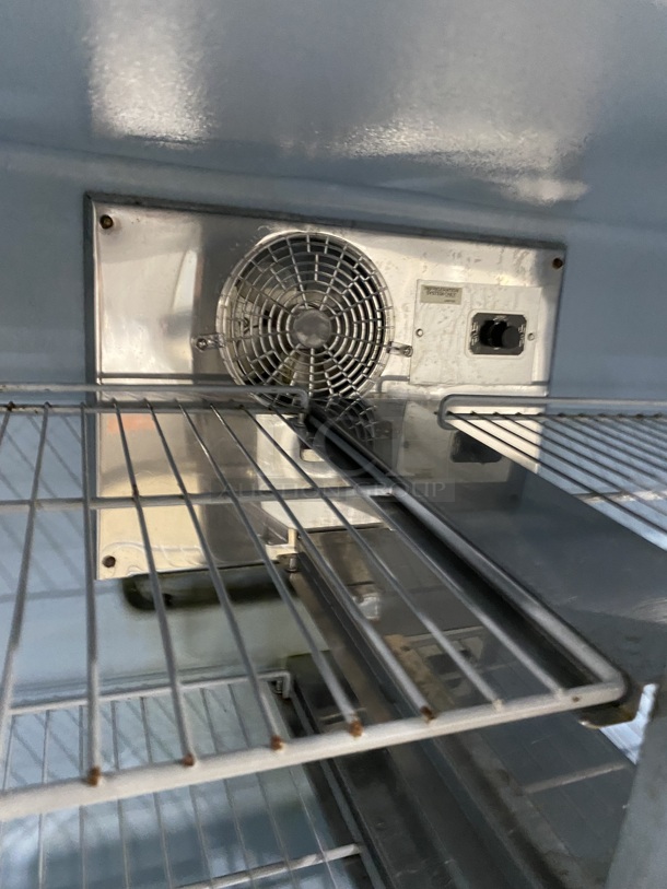 DELFIED Stainless Steel 2 Door  Worktop/Lowboy  Refrigerator W/ Poly Coated Racks! On Casters! Model UC4048 Serial 1101152001932 115V/60Hz/1 Phase  - Image 6 of 8
