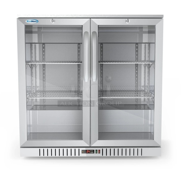 BRAND NEW SCRATCH & DENT! Koolmore 35 In. Two-Door Back Bar Refrigerator - 7.4 Cu Ft. TESTED! Works Perfect. 