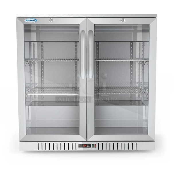 BRAND NEW SCRATCH & DENT! Koolmore 35 In. Two-Door Back Bar Refrigerator - 7.4 Cu Ft. TESTED! Works Perfect.  - Image 1 of 5