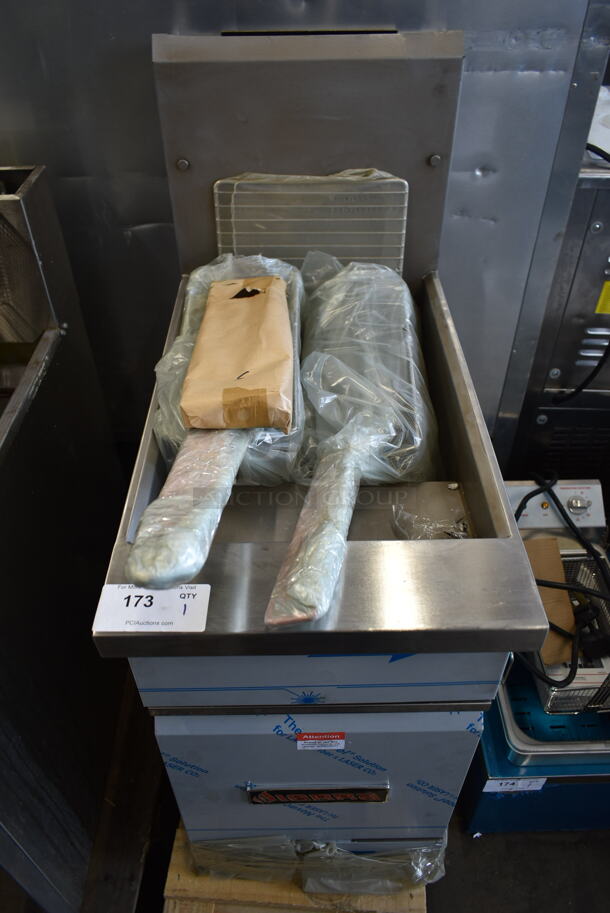 BRAND NEW SCRATCH AND DENT! 2022 Sierra Frystar400 Stainless Steel Commercial Floor Style Natural Gas Powered Deep Fat Fryer w/ 2 Metal Fry Baskets. - Image 1 of 7